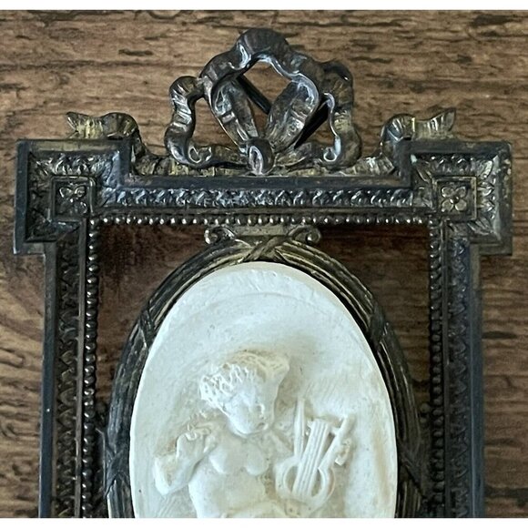 Antique 19th Century Napoleon III French Meerschaum Carved Relief Brass Frame - Picture 10 of 12